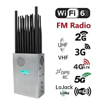 China New Portable 27 Antennas All GPS Wi-Fi RF433 868 GSM 3G 4G 5g Mobile Phones Jammer for Worldwide Used for sale