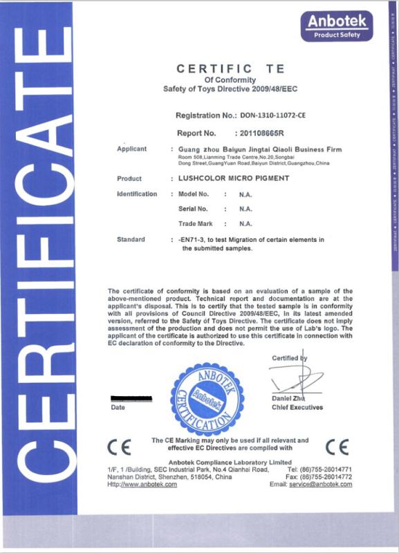 CE CERTIFICATE - Guangzhou Wenshen Cosmetics Co., Ltd.