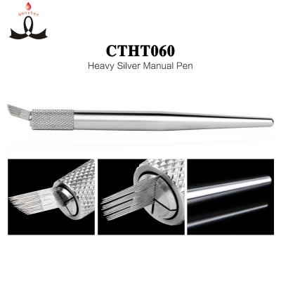 China Stainless Steel Autoclavable Manual Tattoo Pen / Heavy Silver Permanent Makeup Pen 60G for sale