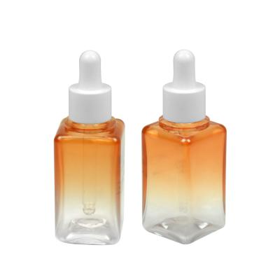 China 50ML Gradient PETG Cosmetic Bottle Square 20/410 Essential Oil Bottle Packaging for sale