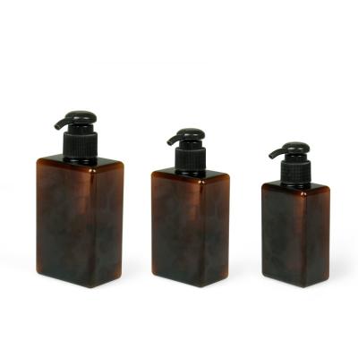 China tarro poner crema 24/410 Amber Shampoo Bottle cuadrada de 100ml 200ml 250ml Petg en venta