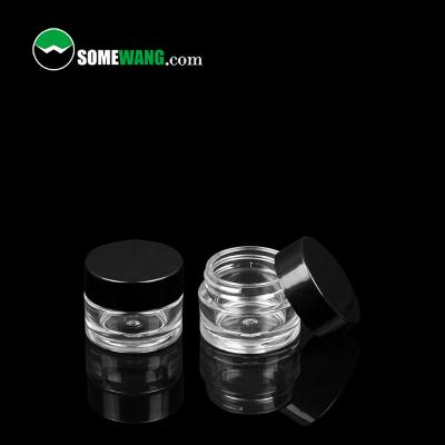 China 8ml Thick Wall Clear Round PET Plastic Cosmetic Jar Packaging Black Lid For Eye Cream for sale