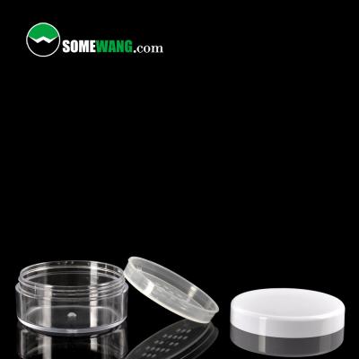 China 24g Clear Empty Loose Powder Container Round Makeup Reusable Plastic Jar Travel Size for sale