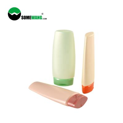 China Shampoo Use PE Plastic Bottle 200ml Customized Flat Squeeze Bottle With Flip Top Lid for sale