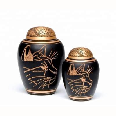 China Cat Pattern Pet Urns / Personalized Cat Urns Eco-Friendly Brass Material for sale