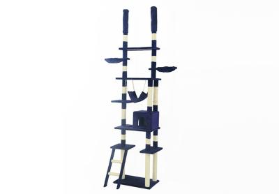 China Adjustable Height Cat Scratching Tree , Stylish Cat Tree With Auxiliary Stairs for sale