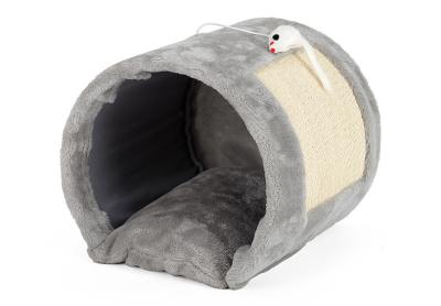 China Grey Color Pet Den Bed / Cat Scratcher Bed Large Size Weight 1.05kg With Mouse Toy for sale
