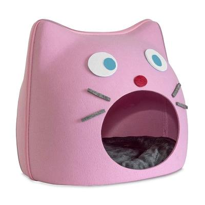 China Cat Shape Pet Den Bed Hand Wash Easy Assembly Removable Cover Customized Size for sale