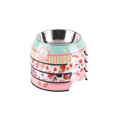 China Customized Pattern Pet Food Feeder Melamine / Stainless Steel Material for sale