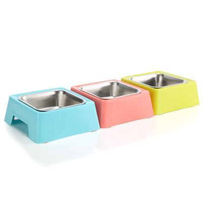 China Weight 170 G Stainless Steel Pet Bowls Portable Blue / Green / Pink Color for sale