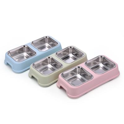 China Quadrate Shape Pet Food Feeder Three Color Available High Transparency for sale