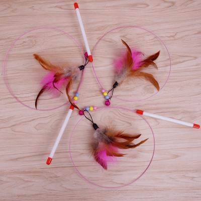 China Popular Handmade Interactive Cat Toys Soft Teaser Stick Toy With Feather for sale