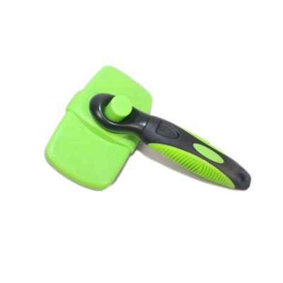 China Waterproof Pet Hair Brush Green Color Weight 64g Rubber / Stainless Steel Material for sale