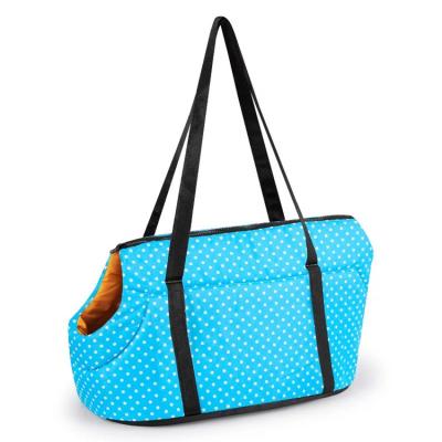 China Dot Printed Pet Carrier Bag Polyester Material Weight 1kg Zipper Closure for sale
