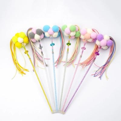 China Lovely Design Interactive Cat Toys Acrylic Material Cat Stick Toy With Bell for sale