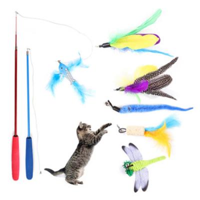 China Eco Friendly Interactive Cat Toys / Cat Feather Teaser Wand With Feather for sale