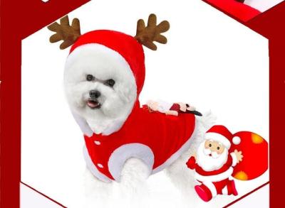 China El animal doméstico de la Navidad viste el material de la pelusa de la capa encapuchada del perro con los modelos geométricos en venta