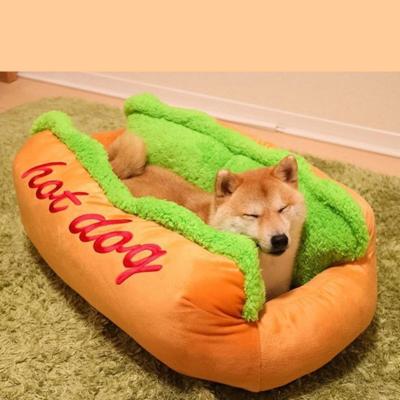China Various Size Pet Bed Warm Soft Fiber Dog Lounger Bed Available In All Seasons for sale