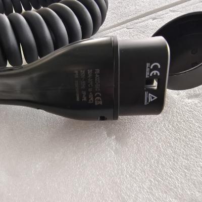 China TPU DC500V Electric Vehicle Charging Cables 16A 32A 3.5KW 7KW 11KW 22KW EVSE Spiral Cable Plugs for Electric Car for sale