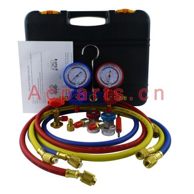 China 1.5m ACTECmax air conditioner manifold gauge for R12,R22,R134a ,R404,R502 ,Refrigeration Manifold Gauge Brass for sale