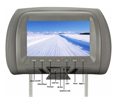 China OEM 12V Headrest LCD Screen 800x480 RGB Display for Car Back Seat for sale