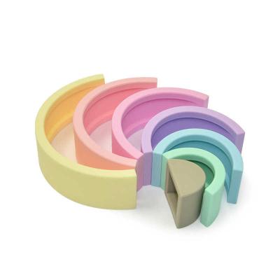 China Rainbow Soft Silicone Block Baby Silicone Toys For Educational Colorful for sale