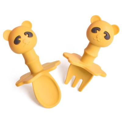 Cina Cucchiaio di silicone e forchetta per bambini Panda Cucchiaio di silicone per bambini cartone animato in vendita