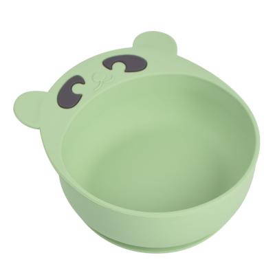 China Green Bear Silicone Feeding Bowl Round Silicone Bowl Non Toxic for sale