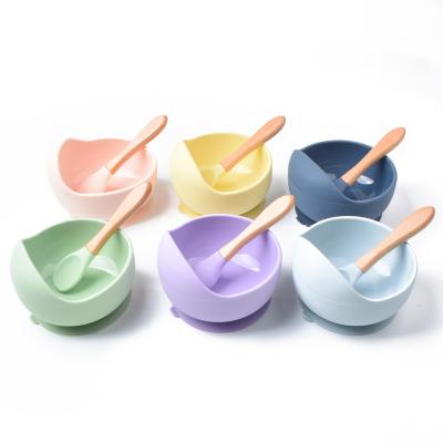 China Heat Resistant Silicone Feeding Bowl Purple Pink Weaning Sets Silicone for sale
