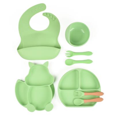 China Green Weaning Suction Set BPA Free Weaning Sets Silicone for sale
