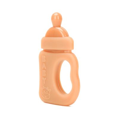 China Brown ODM Silicone Teether Milk Bottle Teether Customized Food Grade for sale