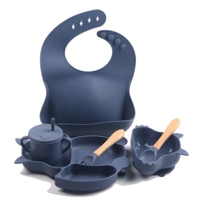 China Dark Blue Silicone Weaning Set Customized Silicone Products Durable for sale