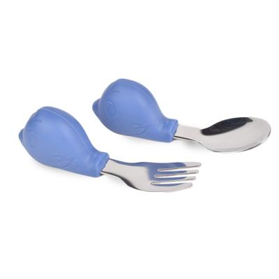 China Durable Blue Silicone Fork And Spoon Cold Resistant Non Toxic for sale
