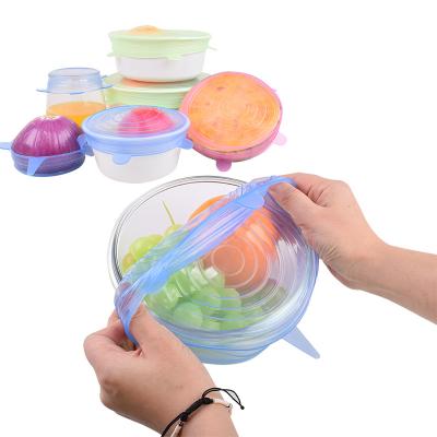 China 7 Pack Reusable Container Lid Silicone Household Products BSCI Round for sale