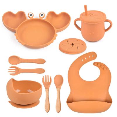China Crab Baby Silicone Feeding Set Eco Friendly Silicone Weaning Set for sale
