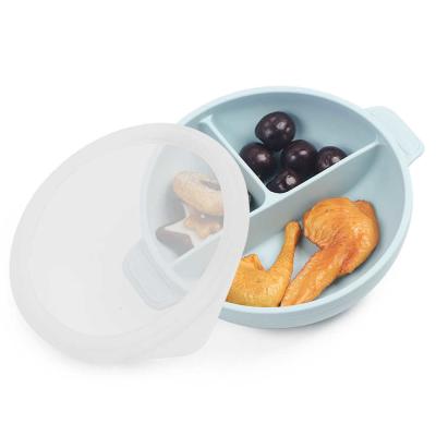 China Leak Proof Silicone Feeding Bowl With Lid Suction Bowl Weaning for sale