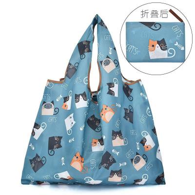 China Cats Reusable Oxford Shopping Folding Bag Ultra Light Fashionable Tote for sale