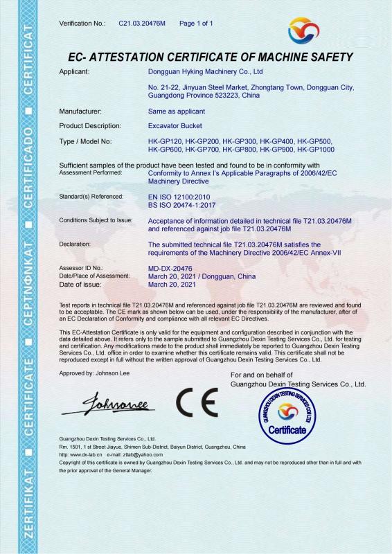 CE - Dongguan Hyking Machinery Co., Ltd.