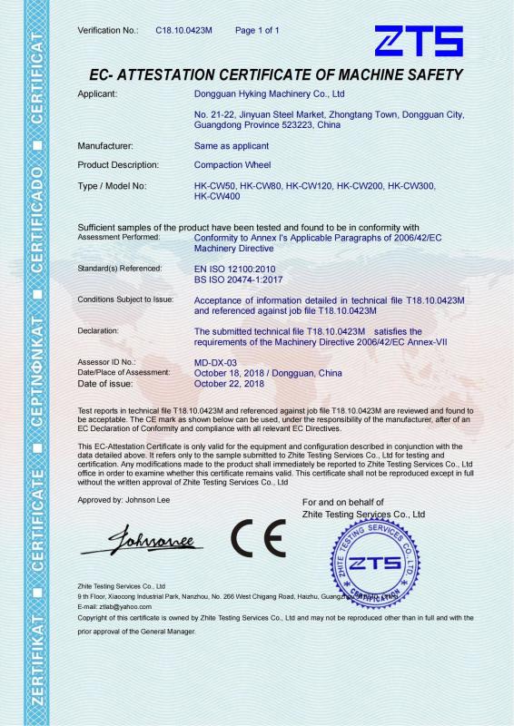 CE - Dongguan Hyking Machinery Co., Ltd.
