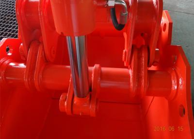 China Artículo grande modificado para requisitos particulares accesorio largo del cilindro del color rojo del gancho agarrador del excavador del alcance en venta