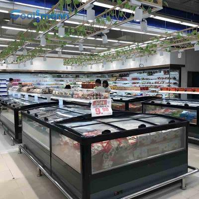 China porta deslizante da caixa profunda horizontal do congelador da ilha do supermercado da altura de 940mm à venda