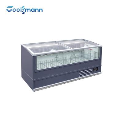China Glass Sliding Chest Freezer , 450L Up And Down Deep Island Freezer for sale