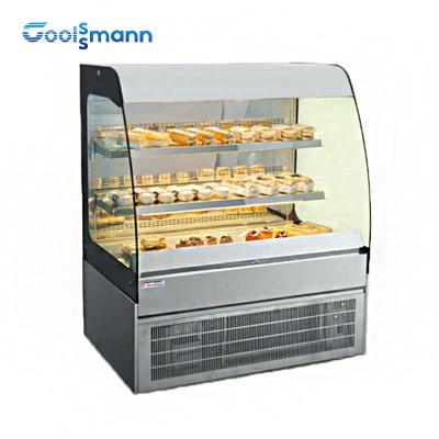 China Supermarket Cake Display Cooler Curved Front Glass Bakery Counter Cabinet Fridge for sale