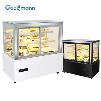 China Supermarket Display Cake Showcase , Four Sided Glass Dessert Display Cooler for sale
