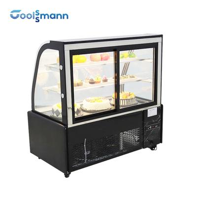 China Double Curved Glass Chiller Cake Showcase 115V 60HZ Pastry Display Refrigerator for sale