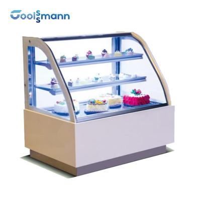 China 53.5 Inch Height Glass Pastry Display Chiller , Double Pane Flat Cake Display Fridge for sale
