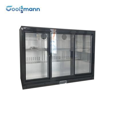 China Digital Thermostat Backbar Cooler 756mm Height With 3 Sliding Door Fridge Save Space for sale