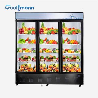 China Three Layer Glass Door Freezer Hollow Tempered Coated Heating Front Freezer 1305L for sale