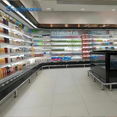 China Air Merchandiser Open Display Chiller Fridge Cabinet Cooling Hollow Glass Side Panel for sale