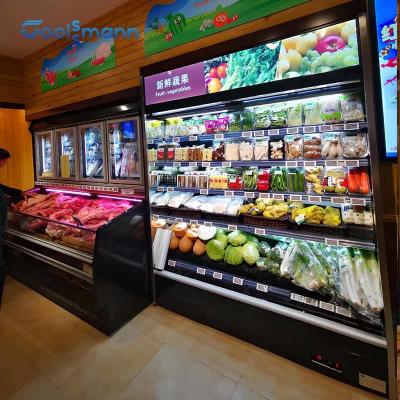 China 2 - 8 ℃ Refrigerated Open Display Chiller Beverage Case Cabinet Freezer for sale